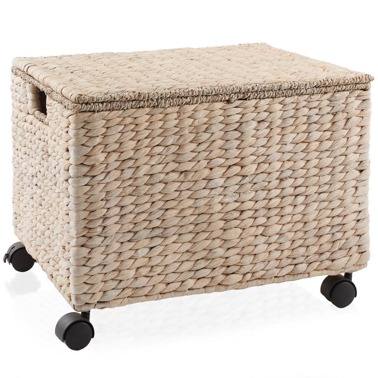 Casafield Rolling Filing Cabinet - Water Hyacinth File Organizer with Lid and Locking Wheels, Home Office Storage for Hanging Folders